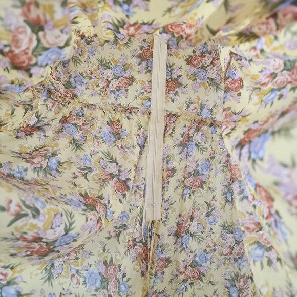 Vintage Leslie Fay Yellow Floral Prairie Cottagecore Midi Dress Size 18 (XL Fit) - Picture 12 of 16